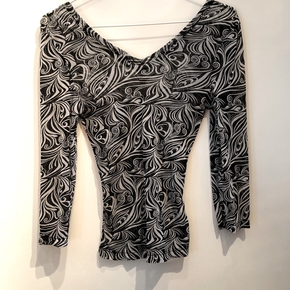 BEDO Black & White Semi Sheer Blouse Top!!!